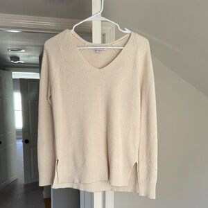 Athleta Hanover Cream V-Neck Sweater